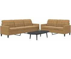 Sofa Sofos komplektas su pagalvėlėmis, 2 dalių, rudas, aksomas