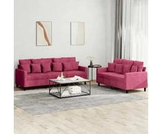 Sofa Sofos komplektas su pagalvėlėmis, 2 dalių, vyno, aksomas