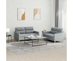 Sofa Sofos komplektas su pagalvėlėmis, 2 dalių, pilkas, audinys