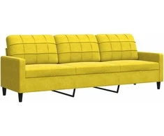 Sofa Sofos komplektas su pagalvėlėmis, 2 dalių, geltonas, aksomas