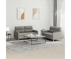 Sofa Sofos komplektas su pagalvėlėmis, 2 dalių, taupe, audinys