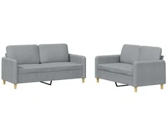 Sofa Sofos komplektas su pagalvėlėmis, 2 dalių, pilkas, audinys