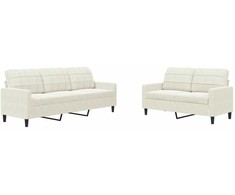 Sofa Sofos komplektas su pagalvėlėmis, 2 dalių, kreminis, aksomas