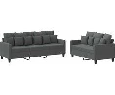 Sofa Sofos komplektas su pagalvėlėmis, 2 dalių, pilkas, audinys