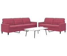 Sofa Sofos komplektas su pagalvėlėmis, 2 dalių, vyno, aksomas