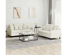 Sofa Sofos komplektas su pagalvėlėmis, 2 dalių, kreminis, aksomas