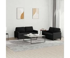 Sofa Sofos komplektas su pagalvėlėmis, 2 dalių, juodas, audinys