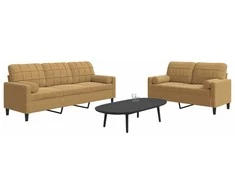 Sofa Sofos komplektas su pagalvėlėmis, 2 dalių, rudas, aksomas