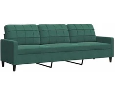 Sofa Sofos komplektas su pagalvėlėmis, 2 dalių, žalias, aksomas
