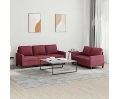 Sofa Sofos komplektas su pagalvėlėmis, 2 dalių, vyno, audinys