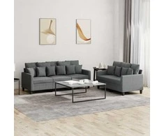 Sofa Sofos komplektas su pagalvėlėmis, 2 dalių, pilkas, audinys
