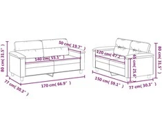 Sofa Sofos komplektas su pagalvėlėmis, 2 dalių, taupe, audinys