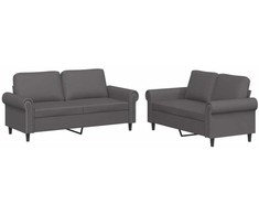 Sofa Sofos komplektas su pagalvėlėmis, 2 dalių, pilkas, dirbtinė oda