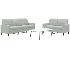 Sofa Sofos komplektas su pagalvėlėmis, 2 dalių, pilkas, aksomas