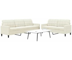 Sofa Sofos komplektas su pagalvėlėmis, 2 dalių, kreminis, aksomas