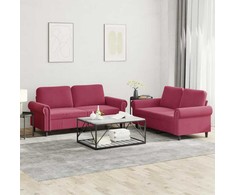Sofa Sofos komplektas su pagalvėlėmis, 2 dalių, vyno, aksomas