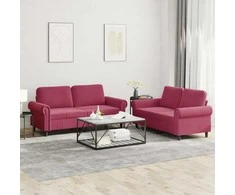 Sofa Sofos komplektas su pagalvėlėmis, 2 dalių, vyno, aksomas