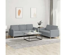 Sofa Sofos komplektas su pagalvėlėmis, 2 dalių, pilkas, audinys