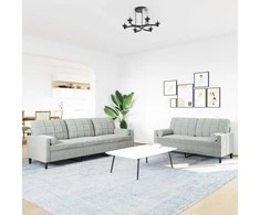 Sofa Sofos komplektas su pagalvėlėmis, 2 dalių, pilkas, aksomas