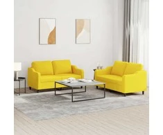 Sofa Sofos komplektas su pagalvėlėmis, 2 dalių, geltonas, audinys