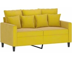 Sofa Sofos komplektas su pagalvėlėmis, 2 dalių, geltonas, aksomas