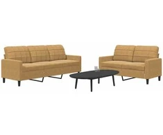Sofa Sofos komplektas su pagalvėlėmis, 2 dalių, rudas, aksomas