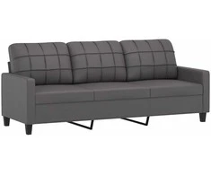 Sofa Sofos komplektas su pagalvėlėmis, 2 dalių, pilkas, dirbtinė oda