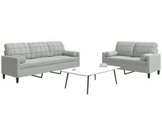 Sofa Sofos komplektas su pagalvėlėmis, 2 dalių, pilkas, aksomas