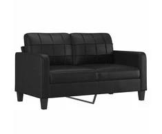 Sofa Sofos komplektas su pagalvėlėmis, 2 dalių, juodas, dirbtinė oda