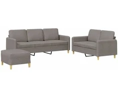 Sofa Sofos komplektas su pagalvėlėmis, 3 dalių, taupe, audinys