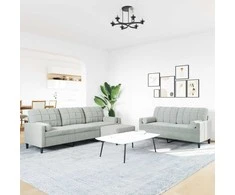 Sofa Sofos komplektas su pagalvėlėmis, 3 dalių, pilkas, aksomas