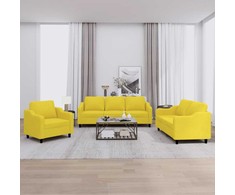 Sofa Sofos komplektas su pagalvėlėmis, 3 dalių, geltonas, audinys