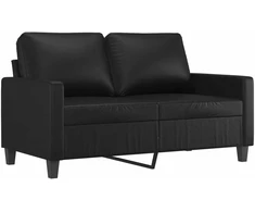 Sofa Sofos komplektas su pagalvėlėmis, 3 dalių, juodas, dirbtinė oda