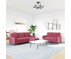 Sofa Sofos komplektas su pagalvėlėmis, 3 dalių, vyno, aksomas