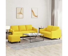 Sofa Sofos komplektas su pagalvėlėmis, 3 dalių, geltonas, audinys
