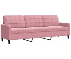 Sofa Sofos komplektas su pagalvėlėmis, 3 dalių, rožinis, aksomas