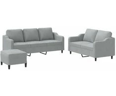 Sofa Sofos komplektas su pagalvėlėmis, 3 dalių, pilkas, audinys