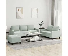 Sofa Sofos komplektas su pagalvėlėmis, 3 dalių, pilkas, aksomas