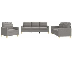 Sofa Sofos komplektas su pagalvėlėmis, 3 dalių, taupe, audinys