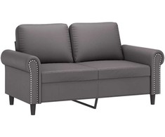 Sofa Sofos komplektas su pagalvėlėmis, 3 dalių, pilkas, dirbtinė oda
