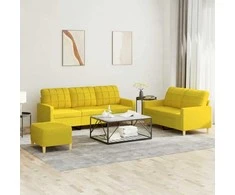 Sofa Sofos komplektas su pagalvėlėmis, 3 dalių, geltonas, audinys