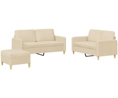 Sofa Sofos komplektas su pagalvėlėmis, 3 dalių, kreminis, audinys