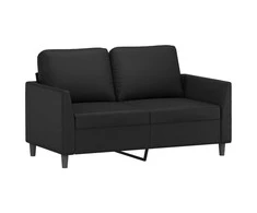 Sofa Sofos komplektas su pagalvėlėmis, 3 dalių, juodas, dirbtinė oda