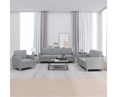 Sofa Sofos komplektas su pagalvėlėmis, 3 dalių, pilkas, audinys