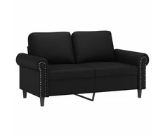 Sofa Sofos komplektas su pagalvėlėmis, 3 dalių, juodas, dirbtinė oda