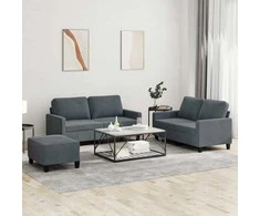 Sofa Sofos komplektas su pagalvėlėmis, 3 dalių, pilkas, aksomas