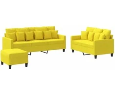 Sofa Sofos komplektas su pagalvėlėmis, 3 dalių, geltonas, audinys