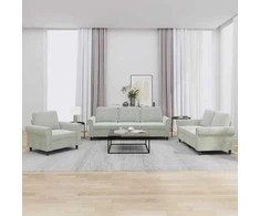 Sofa Sofos komplektas su pagalvėlėmis, 3 dalių, pilkas, aksomas