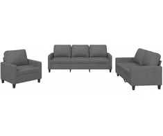 Sofa Sofos komplektas su pagalvėlėmis, 3 dalių, pilkas, audinys