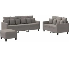 Sofa Sofos komplektas su pagalvėlėmis, 3 dalių, taupe, audinys